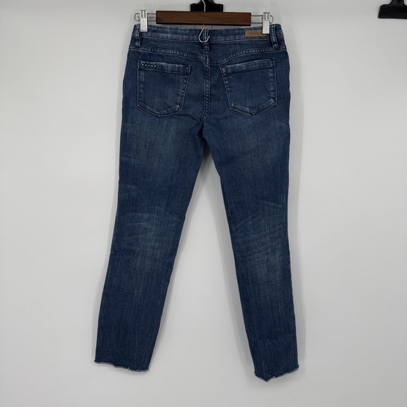 BlankNYC Womens 25 Intro Skinny Ankle Crop Blue Whiskered Distressed Jeans Goth - Picture 3 of 7